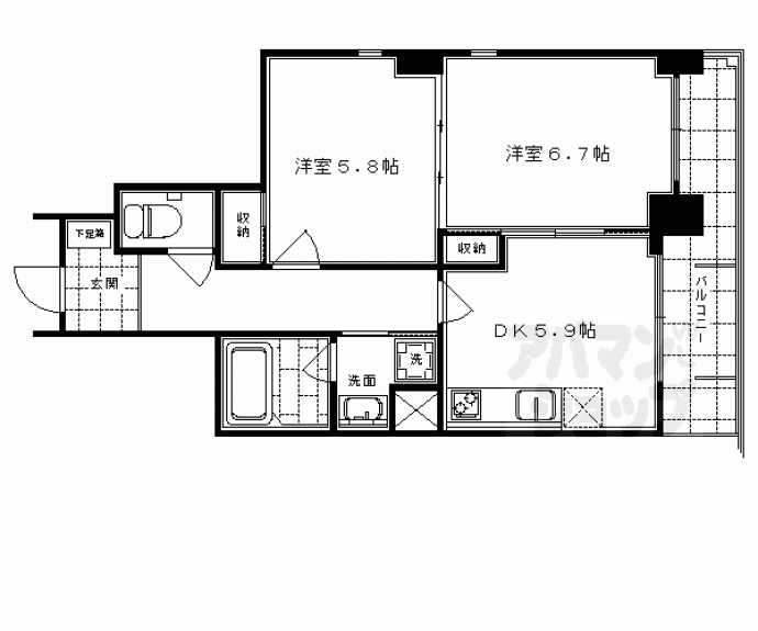 【メゾン・ド・フルール御幸町】間取