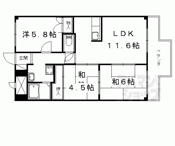 【プルーリオン椥辻】間取