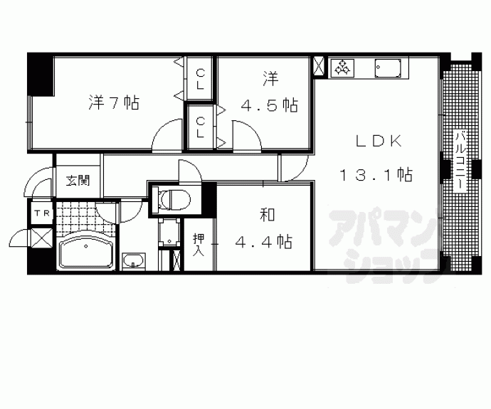 【パインフィールド洛東】間取