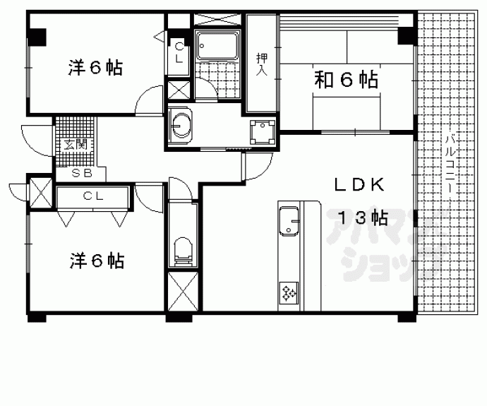 【パインフィールド山科】間取