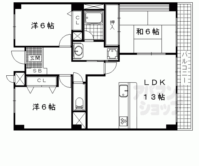 【パインフィールド山科】間取