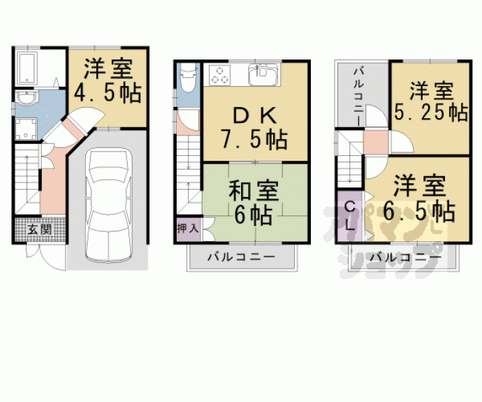 【西野広見町貸家】間取