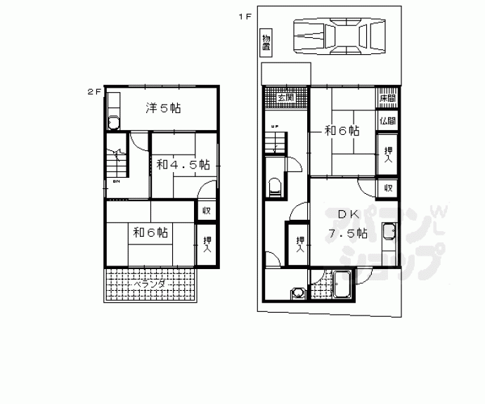 【西野様子見町貸家】間取