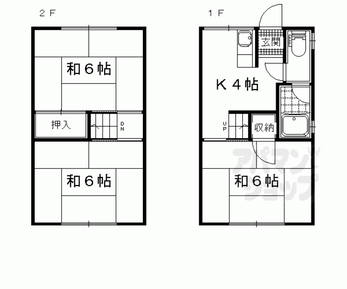 【椥辻中在家町貸家】間取