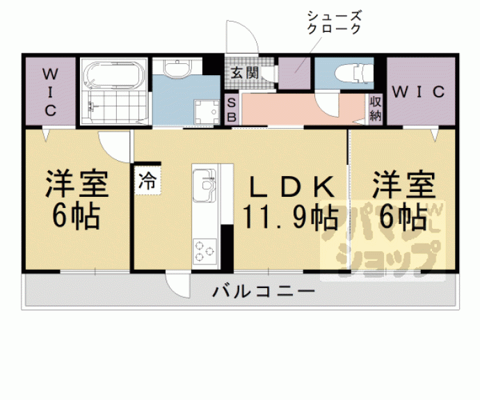 【リート６２３　Ｗ（ウエスト）】間取