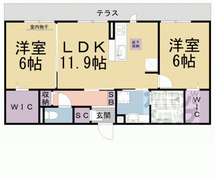 【Ｃａｓａ　ｒａｆｆｉｎｅ　瀬田　Ｂ棟】間取