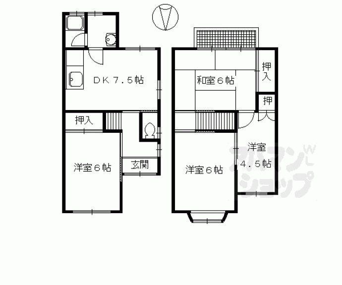 【西賀茂鎮守菴町貸家】間取