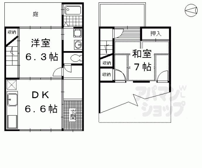 【紫野中柏野町１１－７貸家】間取