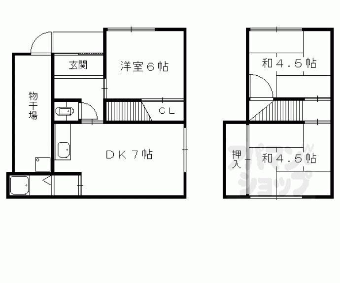 【紫竹西栗栖町７－２貸家】間取