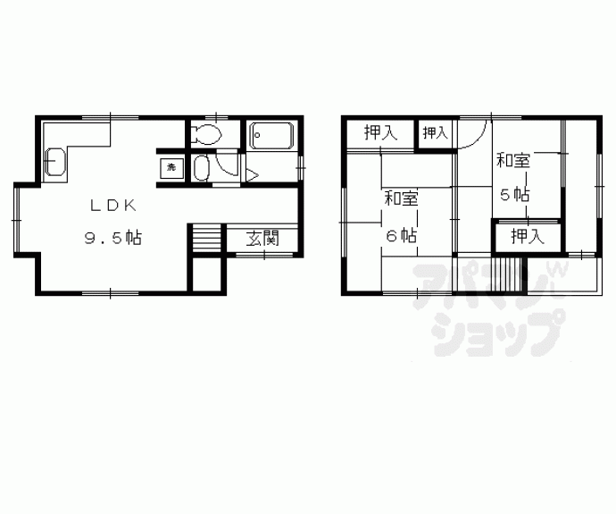 【紫野上野町２２－２貸家】間取