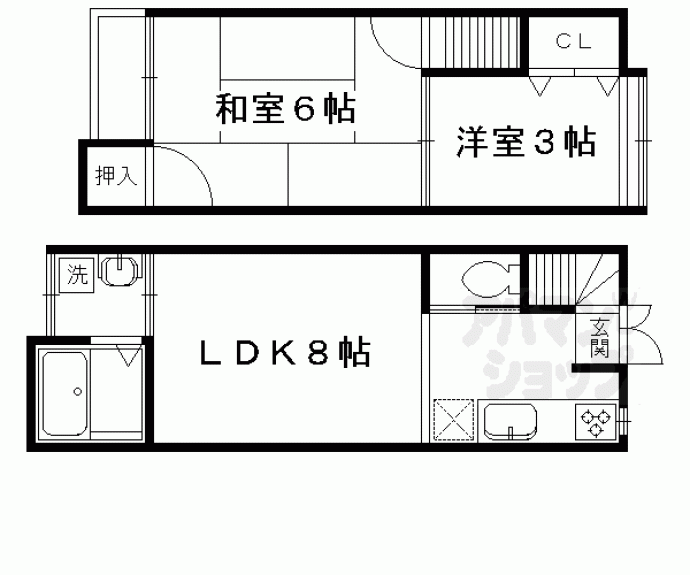 【紫竹西北町５１－７貸家】間取