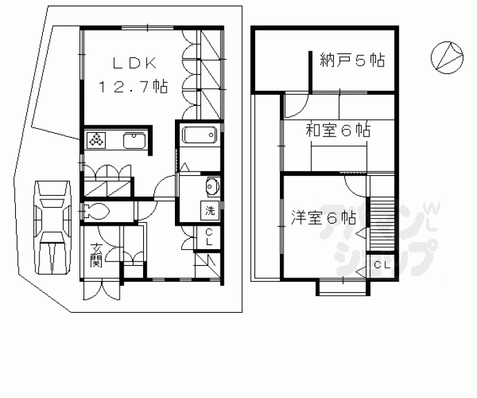 【上賀茂赤尾町１２－４貸家】間取