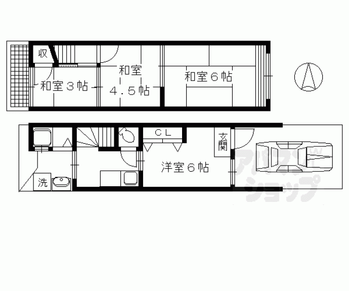 【紫野下鳥田町貸家９－６】間取