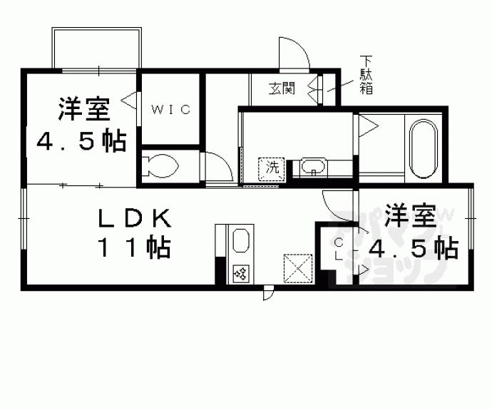 【Ｄ－ｒｏｏｍ烏丸北大路】間取