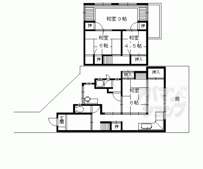 【衣笠西開キ町２３－１貸家】間取