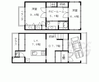 【紫野東御所田町４－７貸家】