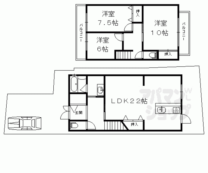 【小山下花ノ木町貸家】間取