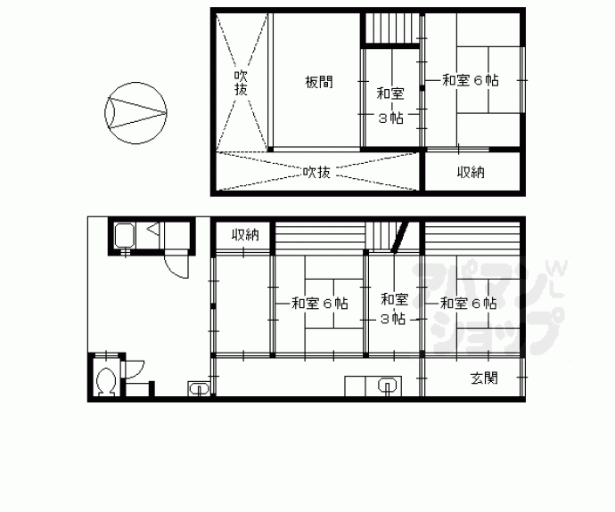 【紫竹牛若町貸家１５－１】間取