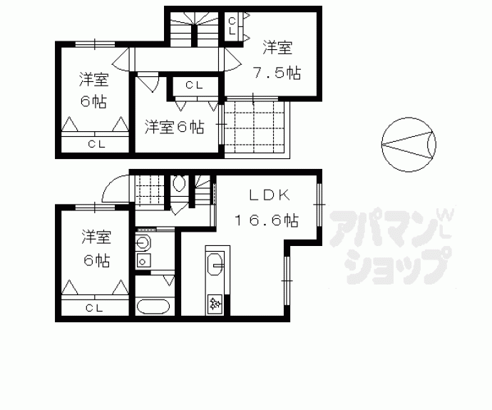 【紫竹牛若町貸家４１】間取