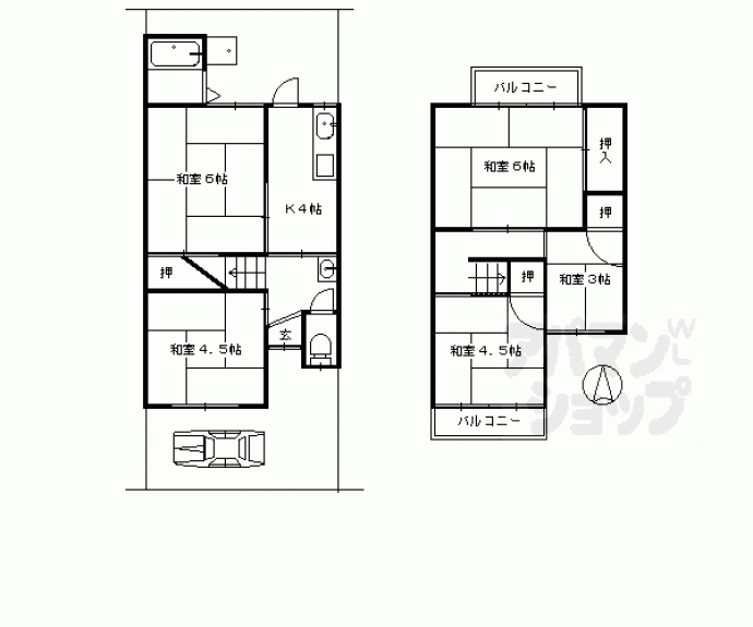 【上賀茂朝露ヶ原町４－５２貸家】間取