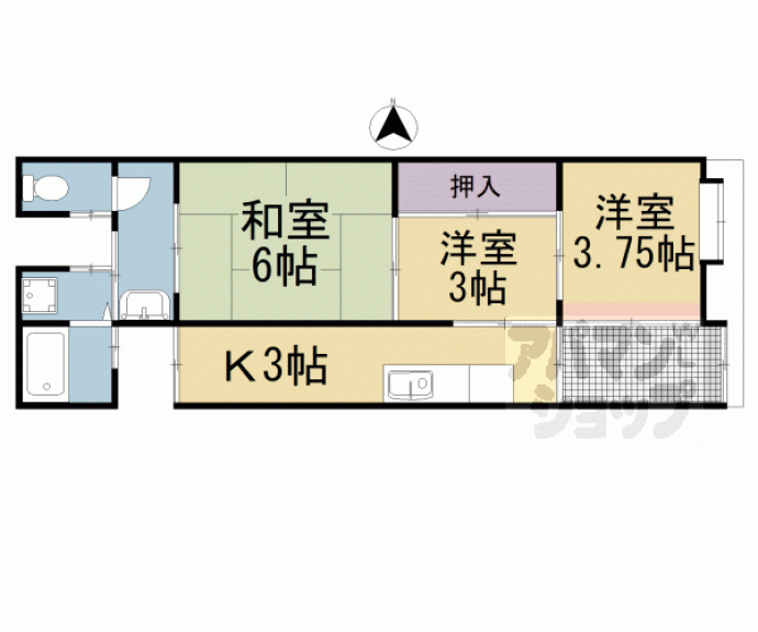 【紫竹西高縄町７７－１貸家】間取