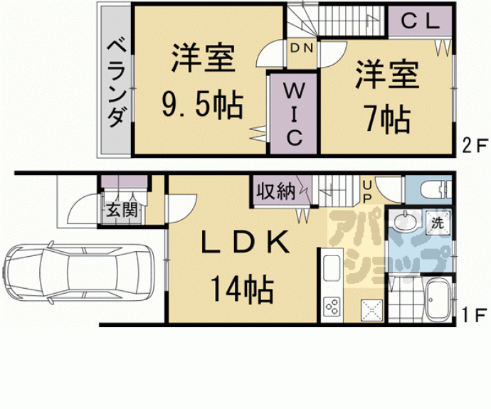 【南舟岡町貸家Ⅲ】間取