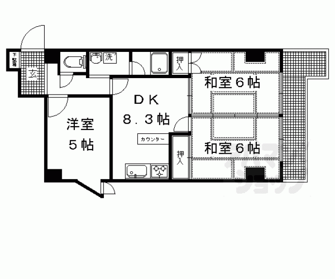 【シャルマン北白川銀閣ハイツ】間取