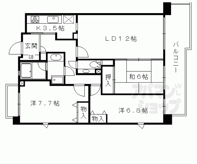 【御所西パークホームズ洛楽荘】間取