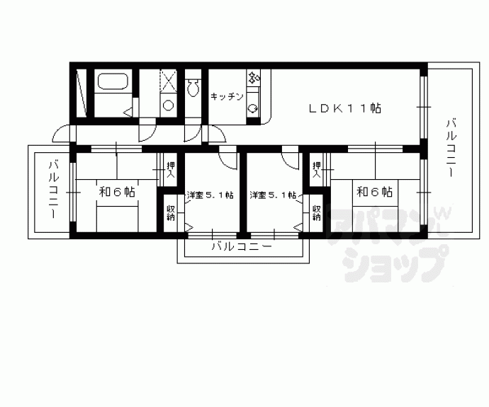 【ユニライフ宇治六番館】間取