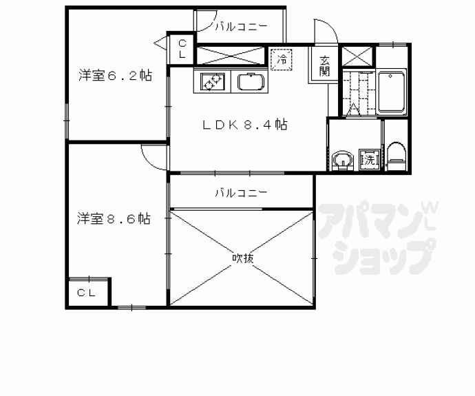 【クオリティー嵯峨野】間取