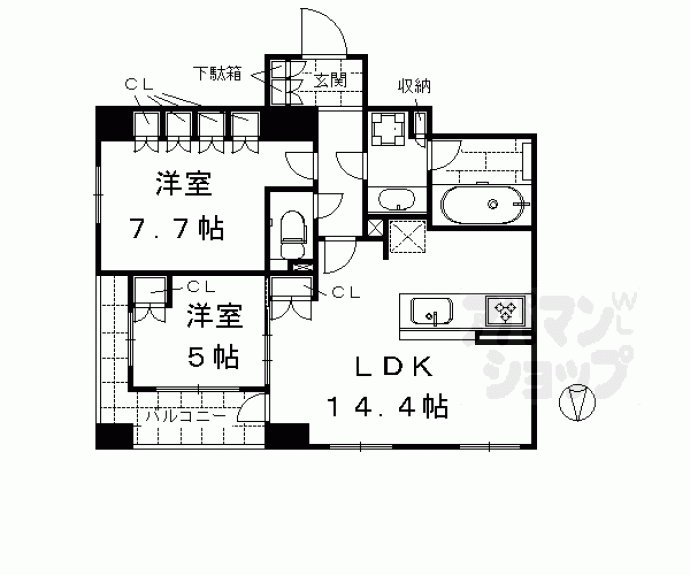 【クレヴィア京都烏丸五条】間取