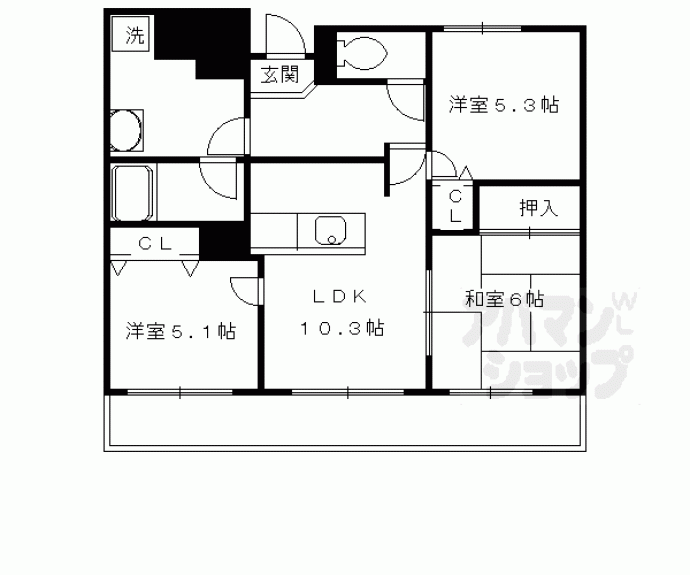 【ぺルル伏見桃山Ⅱ】間取