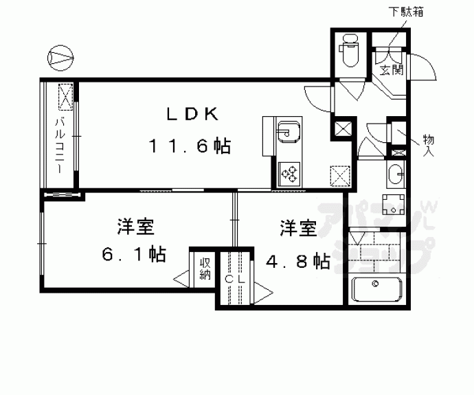 【シャーメゾン花屋町】間取