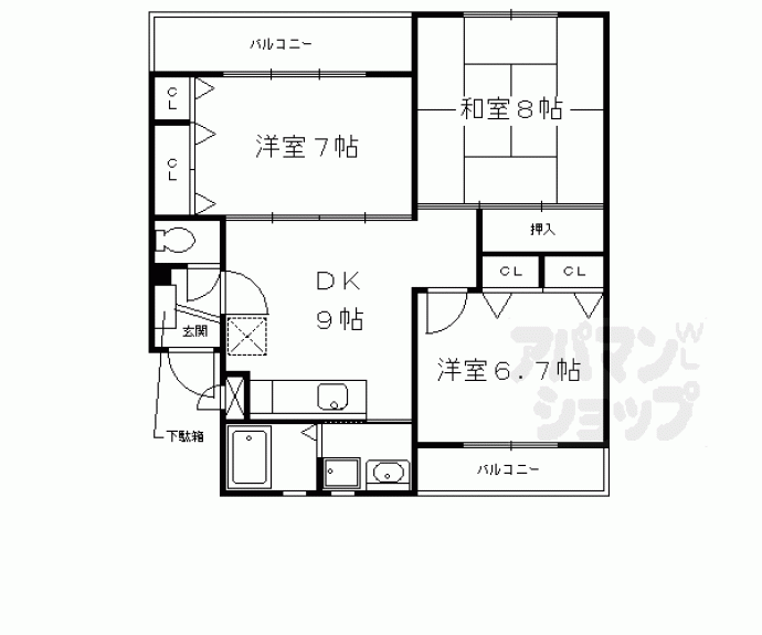 【カーサＮＡＫＡＭＵＲＡⅡ】間取