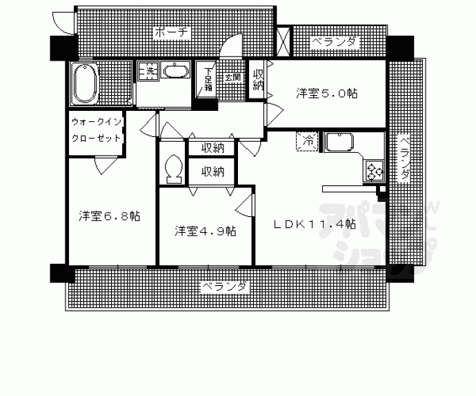 【ライオンズマンション西京極フィオラ】間取