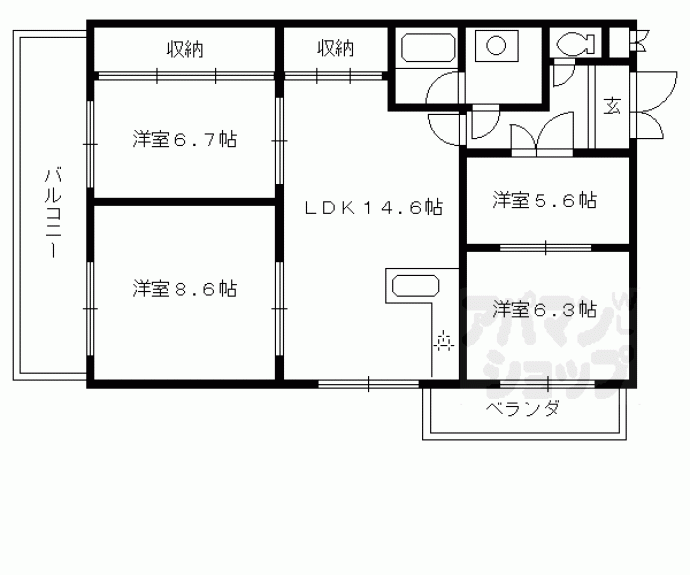 【ルシェール西院】間取