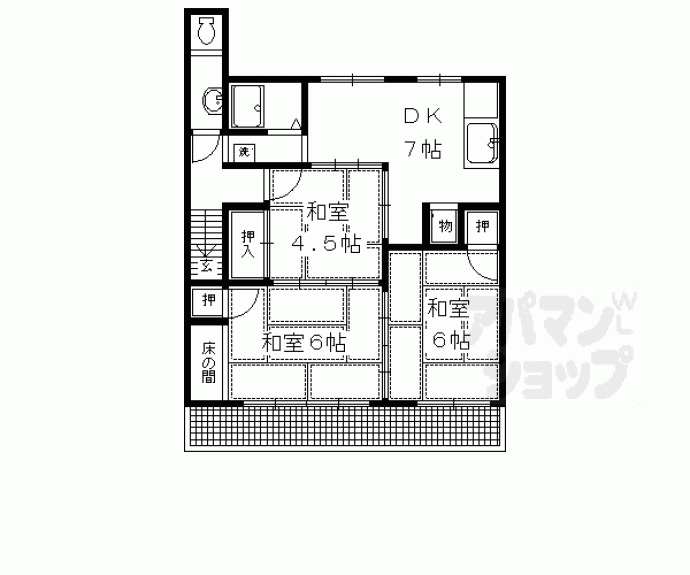 【吉田上阿達町貸家（南棟）】間取