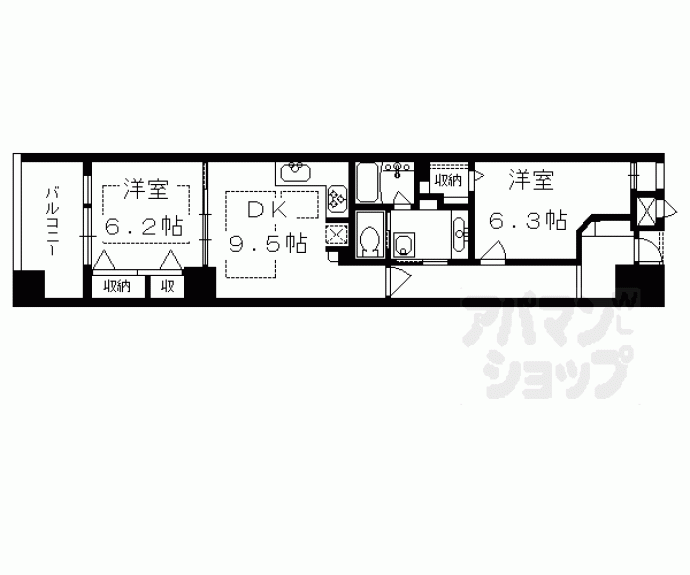 【アパガーデンスクエア四条烏丸】間取