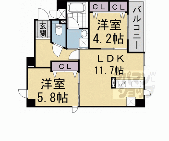 【ＧＲＡＮＤ　ＬＡＴＴＩＣＥ　Ｋａｗａｒａｍａｃｈｉ　Ｓｈｉｃｈｉｊｏ】間取