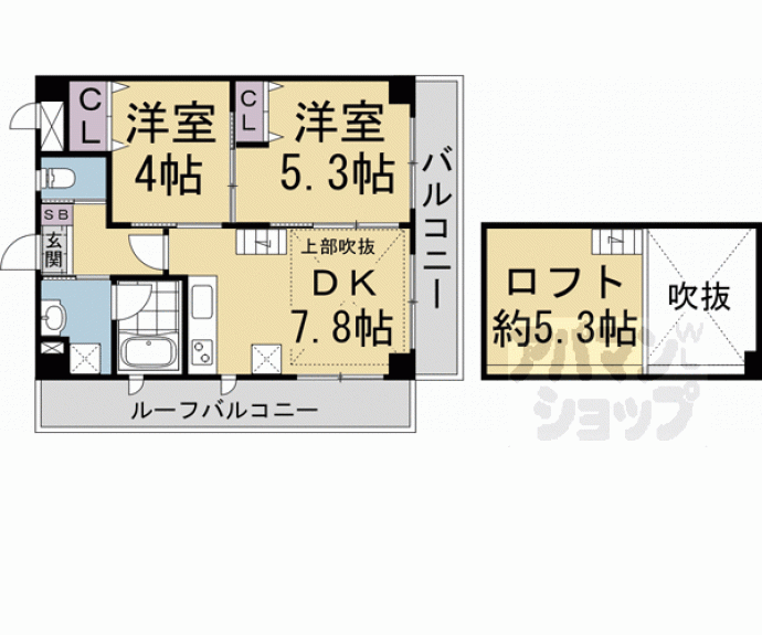 【ＧＲＡＮＤ　ＬＡＴＴＩＣＥ　Ｋａｗａｒａｍａｃｈｉ　Ｓｈｉｃｈｉｊｏ】間取