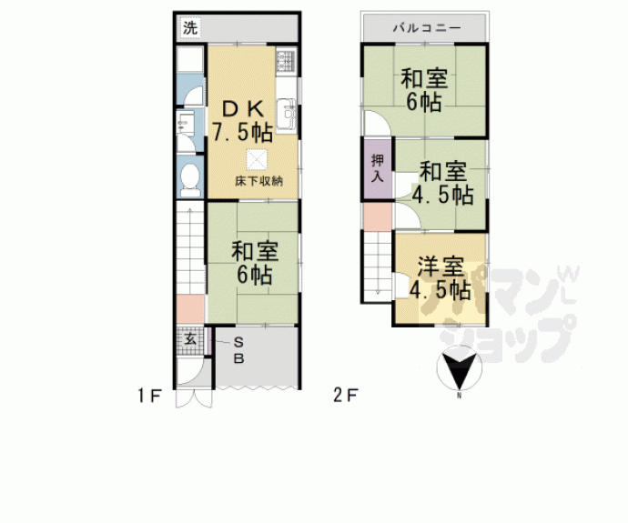 【横大路長畑町貸家】間取