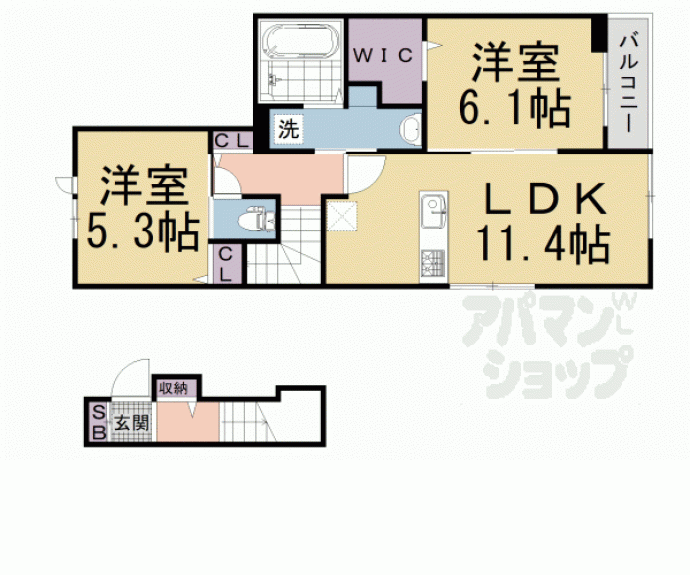 【ウッドヴィレッジＭＩＮＯＲＵⅡ】間取