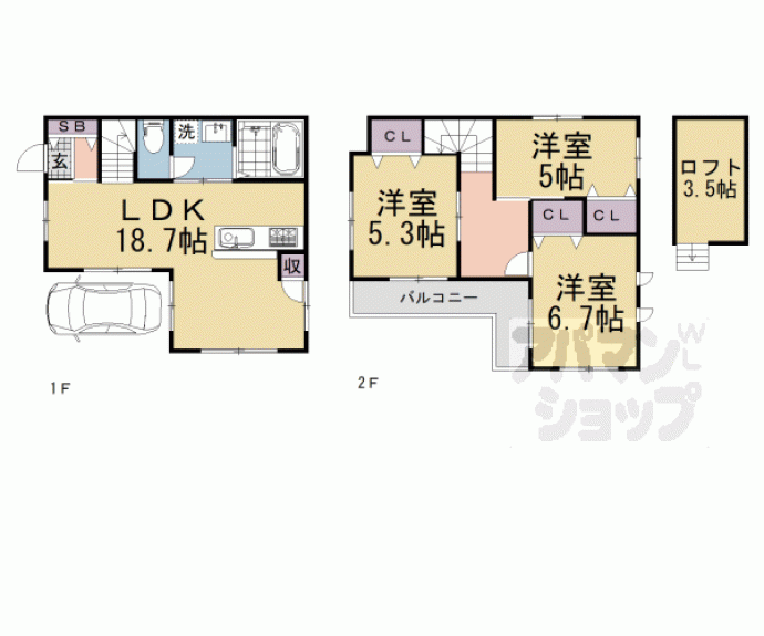 【深草平田町４７－３貸家】間取