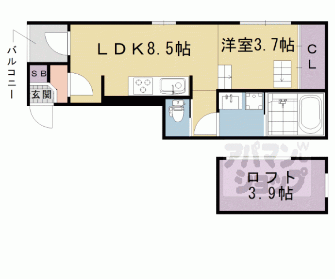 【ハーモニーテラス深草下川原町Ⅱ】間取