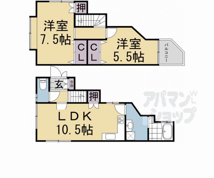 【羽束師鴨川町５７－２０貸家】間取