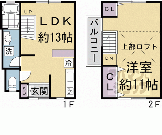 【東竹屋町貸家６９－２６】間取