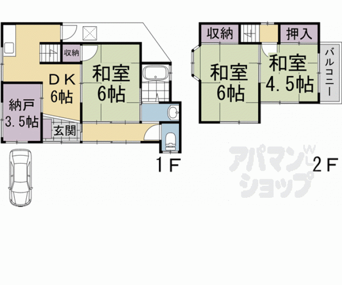 【深草中ノ郷山町貸家】間取