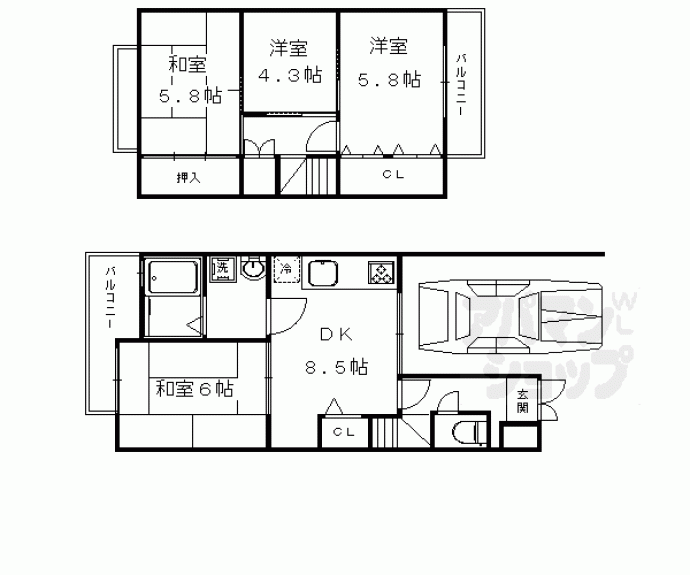 【川島三重町貸家】間取