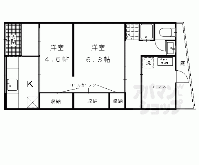 【横大路貸家】間取