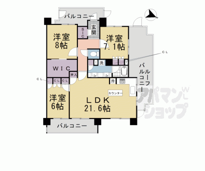 【ライオンズ伏見桃山指月城】間取